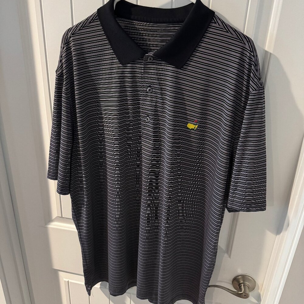 Master Tech XXL Golf Polo Shirt Black and White striped
